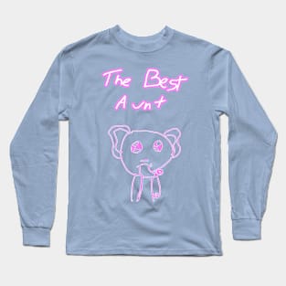 Best Aunt Elephant Pink/White Long Sleeve T-Shirt